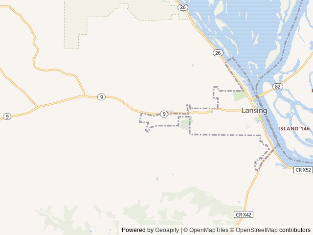 Map of Red Barn Campground & Restaurant location at Lansing, IA, United States