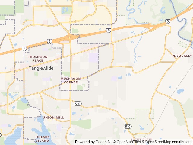 Map of Washington Land Yacht Harbor location at Olympia, WA, United States