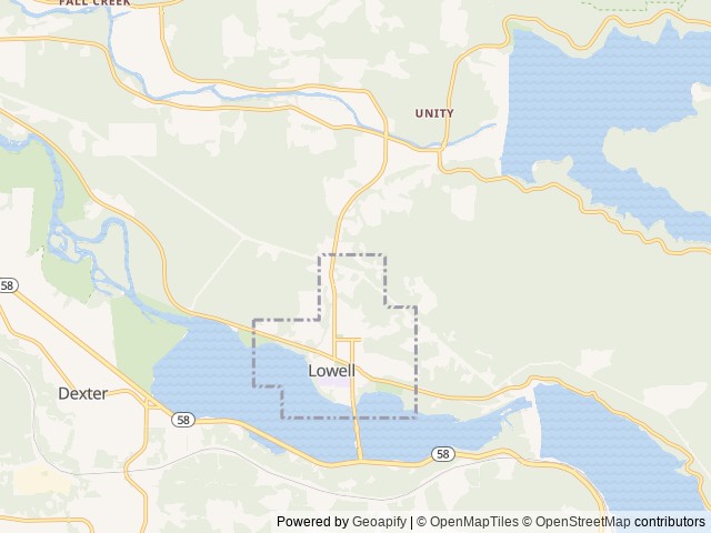 Map of Jasper State Recreation Site location at Lowell, OR, United States