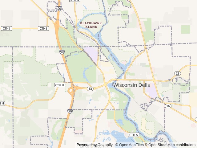 Map of Sherwood Forest Camping & R.V. Park location at Wisconsin Dells, WI, United States
