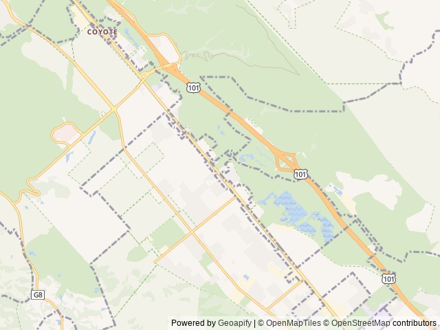 Map of Coyote Valley RV Resort location at San Jose, CA, United States