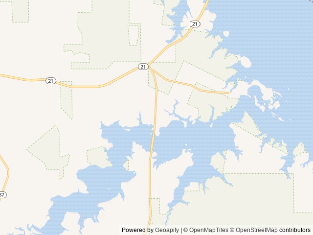 Map of Mid Lake Campground location at Hemphill, TX, United States