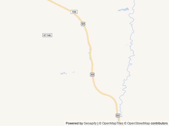 Map of Cave Lakes Canyon location at Kanab, UT, United States