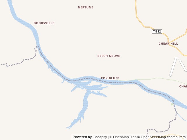Map of Right Bank Recreation Area location at Ashland City, TN, United States