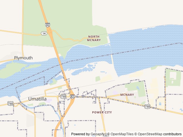 Map of West Park (OR) location at Umatilla, OR, United States