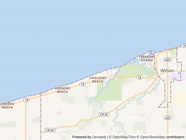 Map of Daisy Barn Campground location at WILSON, NY, United States