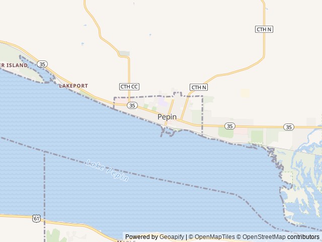 Map of Lake Pepin Campground location at Pepin, WI, United States