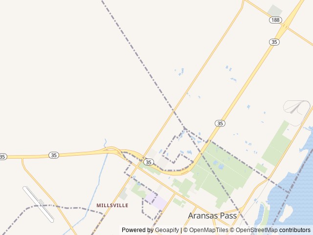 Map of Coastal Cowboy RV Park Aransas Pass location at Aransas Pass, TX, United States