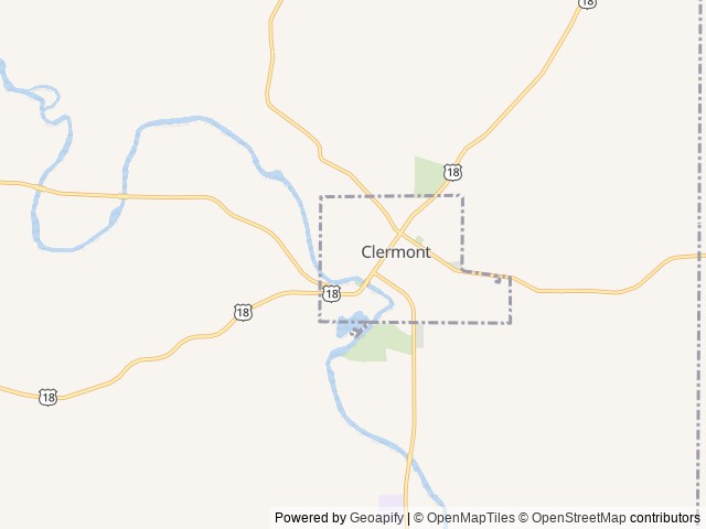 Map of Skip-A-Way Resort location at Clermont, IA, United States