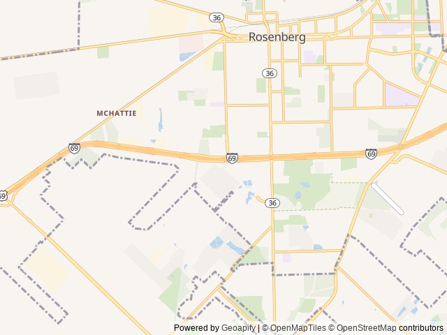 Map of Fort Bend County Epicenter location at Rosenberg, TX, United States