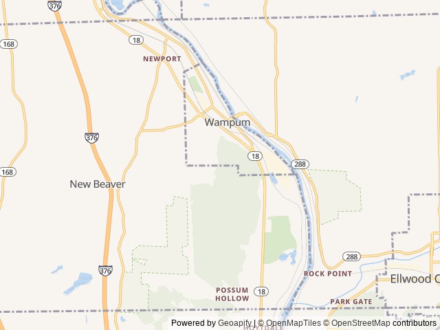 Map of Valley View Campground location at Wampum, PA, United States