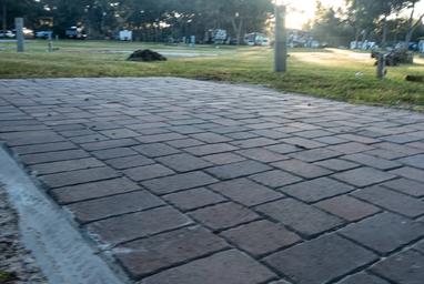 Closeup of bricks in RV ground