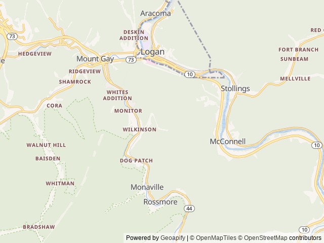 Map of Hillbilly Rentals Resort & Campground - Julian, WV location at Logan, WV, United States