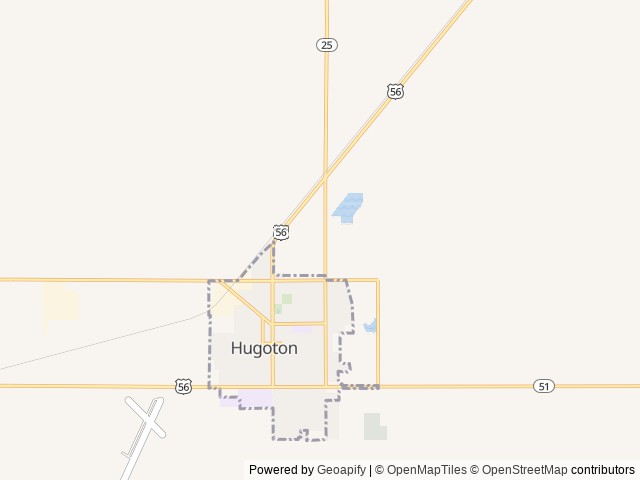 Map of Eagle RV Park location at Hugoton, KS, United States