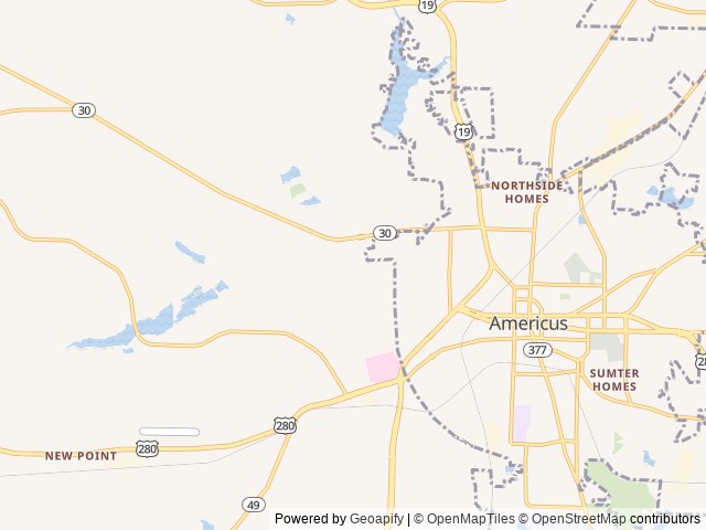 Map of Stillwater Springs Campground and RV Park location at Americus, GA, United States