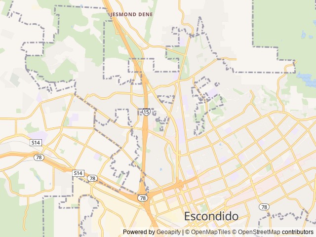 Map of Escondido RV Resort location at Escondido, CA, United States