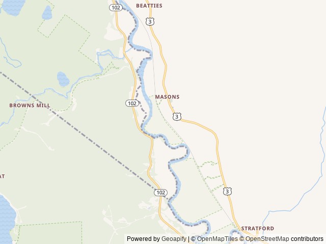 Map of Trailside’s Big Rock Campground and Cabins location at Colebrook, NH, United States