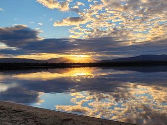 Sunset on Ellis Pond - a three minute walk from the Campground