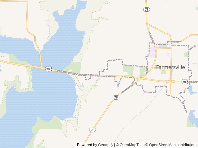 Map of North Texas RV Park location at Farmersville, TX, United States