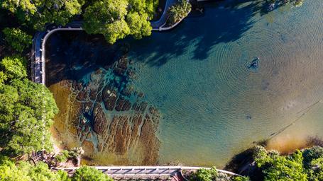 Aerial view of the swimming area and main vent of Salt Springs