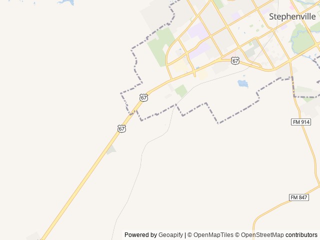 Map of Green Deer RV Park location at Stephenville, TX, United States