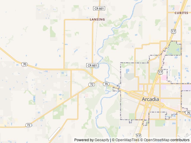 Map of Arcadia Peace River Campground location at Arcadia, FL, United States