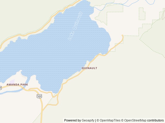 Map of Falls Creek Campground location at Quinault, WA, United States