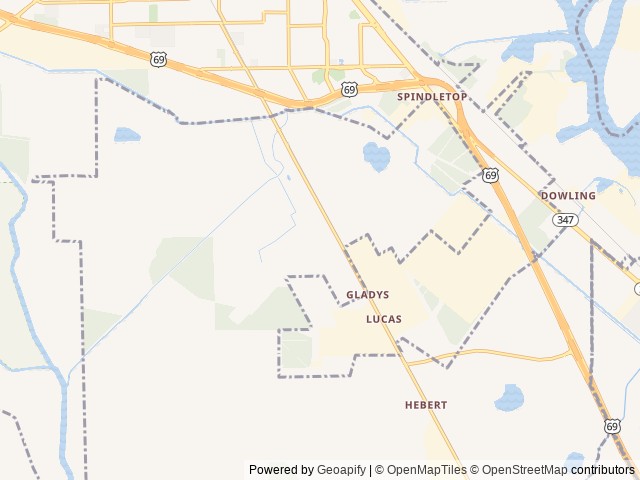 Map of Lucas Gusher RV Park location at Beaumont, TX, United States