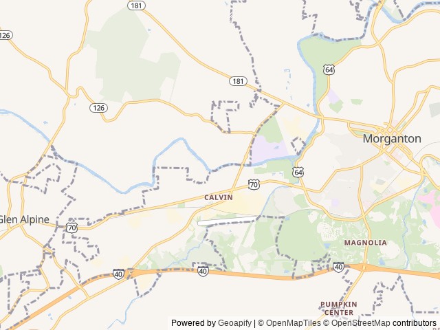 Map of Mimosa Campground, Morgantn, North Carolina location at Morganton, NC, United States