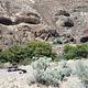 View of canyon rim, Deschutes River and campsite in Long Bend Campground