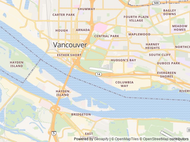 Map of Columbia River RV Park location at Portland, OR, United States