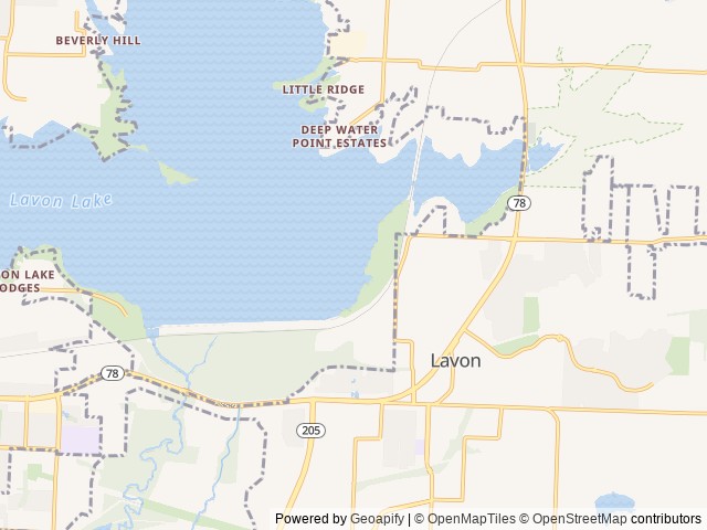 Map of Lavonia location at Lavon, TX, United States