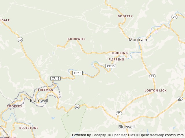 Map of Riverfront ATV Resort location at Bluefield, WV, United States