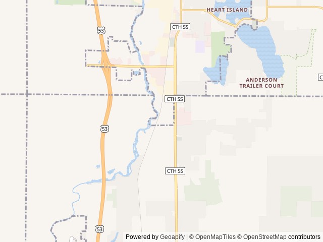 Map of Escape Village location at Rice Lake, WI, United States