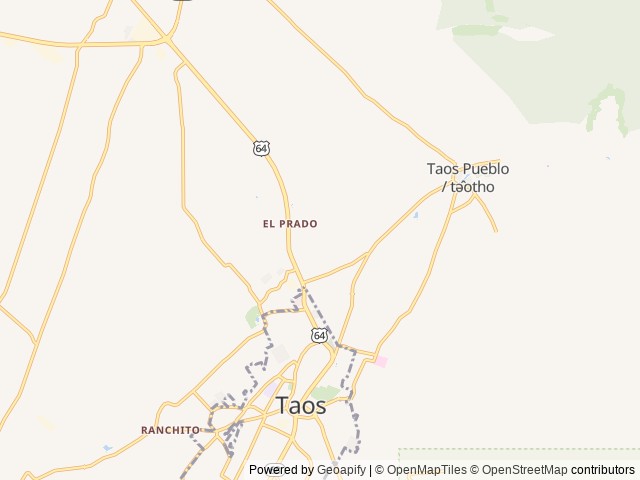 Map for Northern NM Taos, Eagle Nest, Red River, Costilla near El Prado, CO