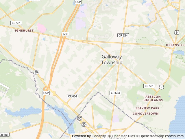Map of Shady Pines RV Community location at Galloway, NJ, United States