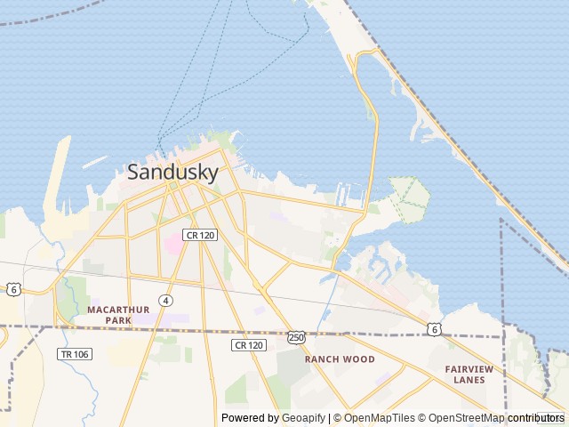Map of Bayfront Resort at Cross View location at Sandusky, OH, United States