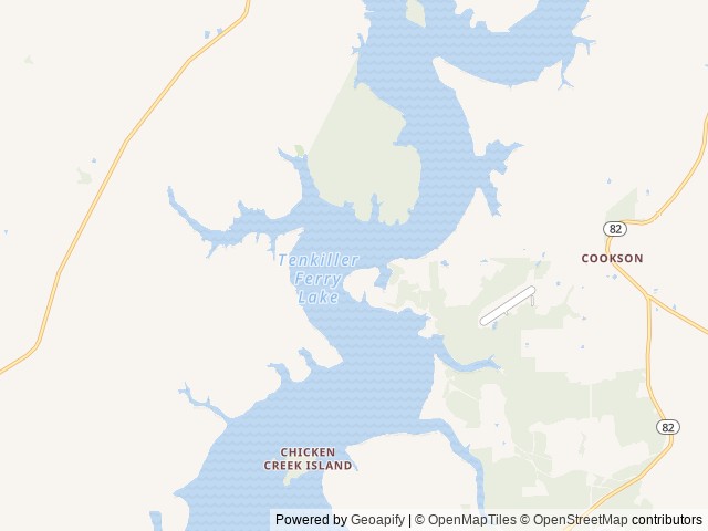 Map of Cookson Bend location at Gore, OK, United States