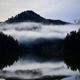 A view of Loon Lake with fog settling in above the lake