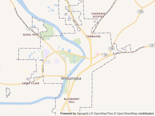 Map of Camp Sherrye on the Coosa location at Wetumpka, AL, United States