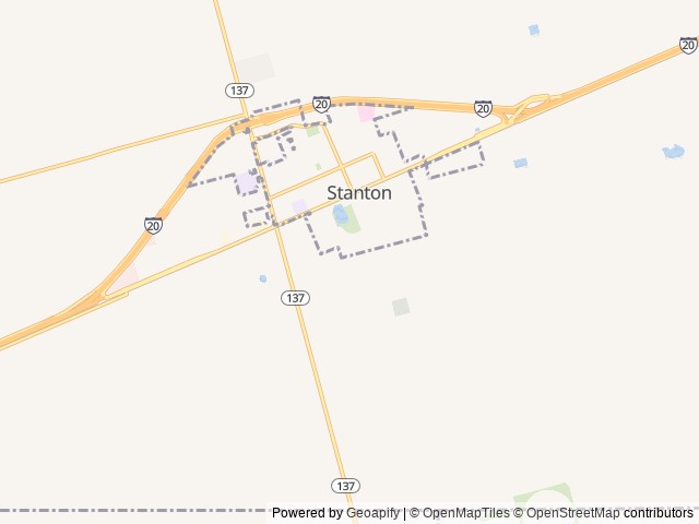 Map of Permian Basin RV Resort location at Stanton, TX, United States
