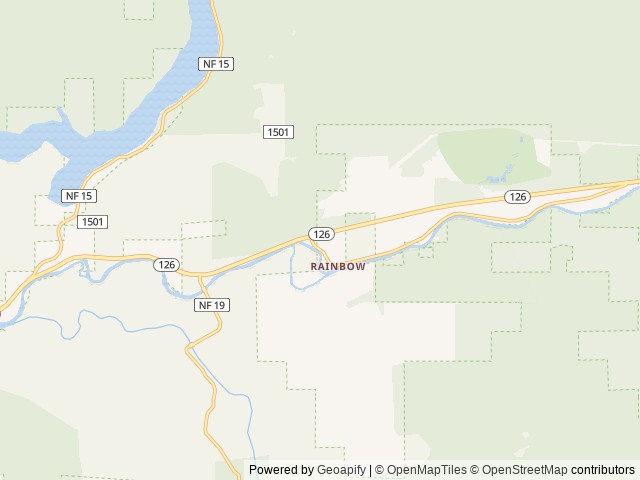 Map of Holiday Farm RV Resort location at Blue River, OR, United States