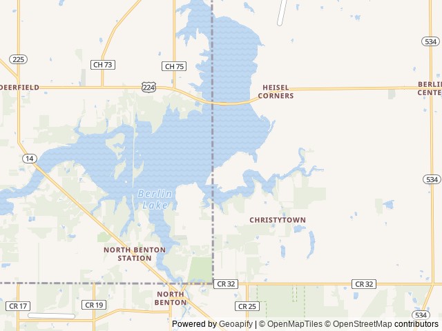 Map of Mill Creek Camping (Berlin Lake) location at Berlin Center, OH, United States