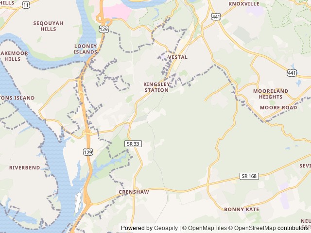 Map of Mt Olive Springs Campground location at Knoxville, TN, United States