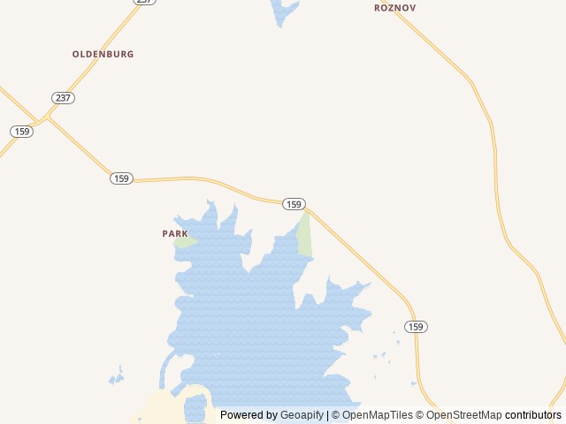 Map of Oak Thicket Park location at Fayetteville, TX, United States