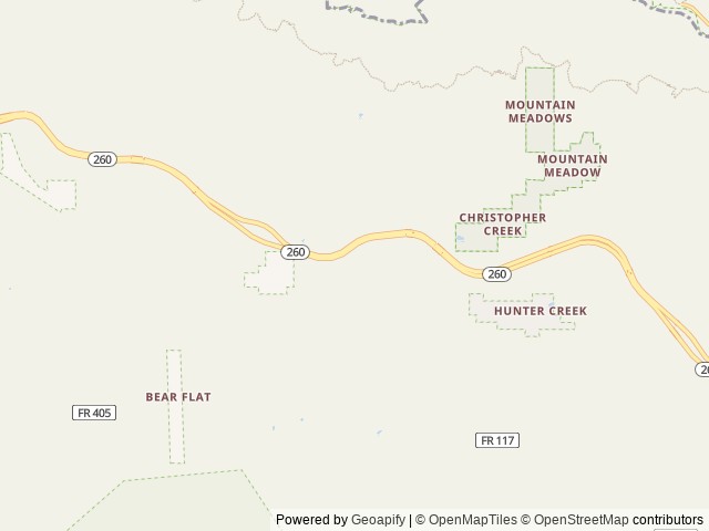 Map of Christopher Creek Campground location at Payson, AZ, United States