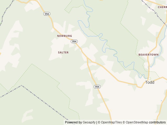 Map of Newburg Campground location at Broad Top City, PA, United States