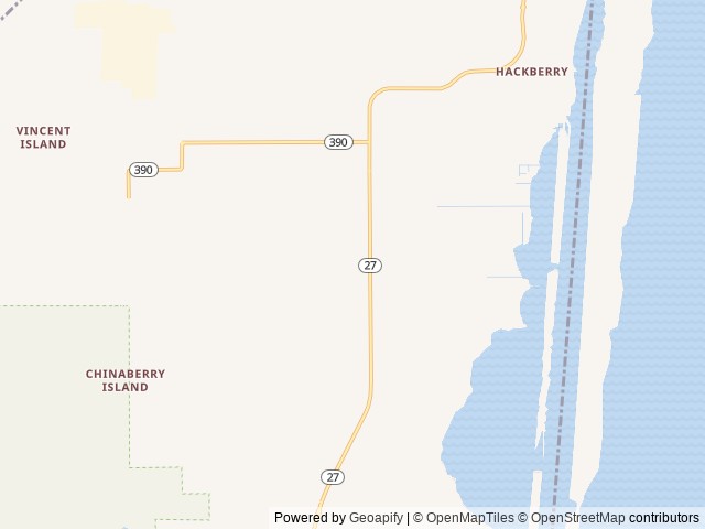 Map of Hackberry RV Park location at Hackberry, LA, United States