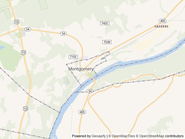 Map of Riverside Campground location at Montgomery, PA, United States