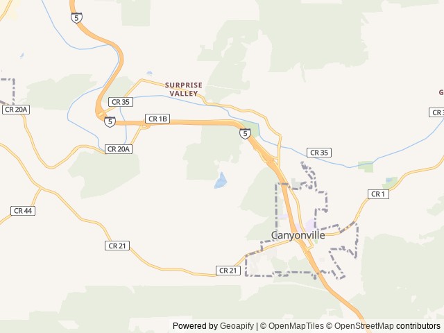 Map of Seven Feathers RV Resort location at Canyonville, OR, United States